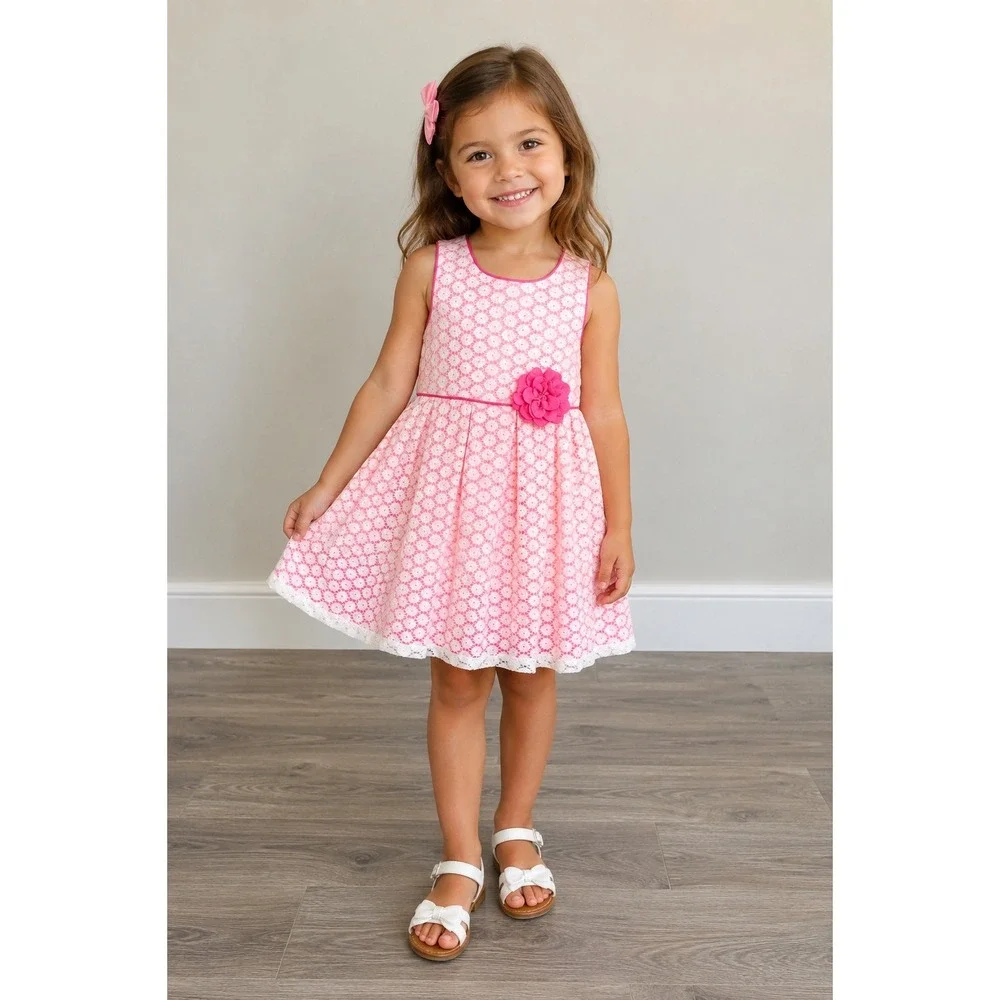 Jona‎ Michelle Girls Pink Ombre Floral Lace Dress 4T Sleeveless Party
